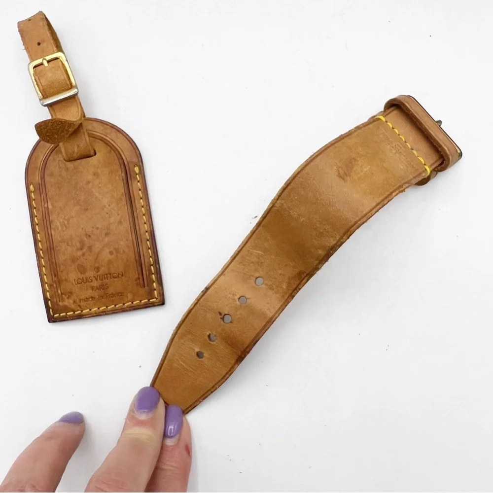 Louis Vuitton Poignet and Luggage Tag Set in Vachetta Leather Authentic